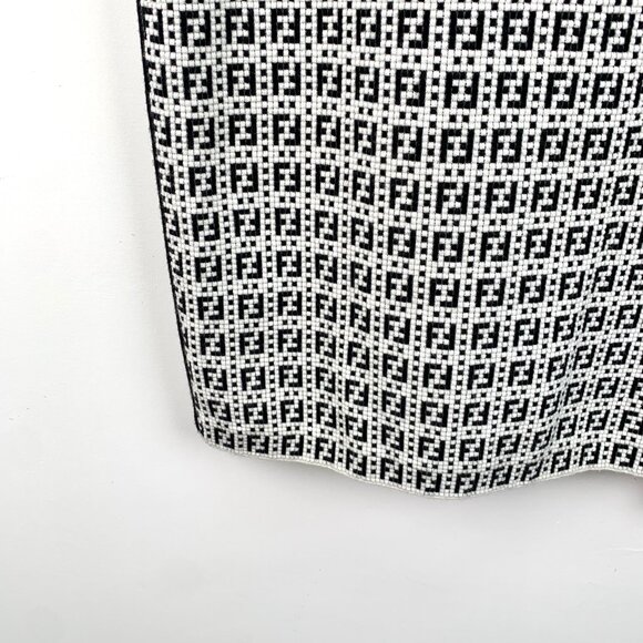 FW0073 Fendi black and white color matching logo monogram full print suspender d - Picture 4 of 7